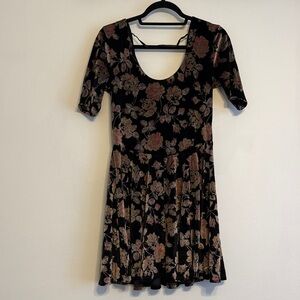 Urban Outfitters Black Floral Velvet Mini Dress